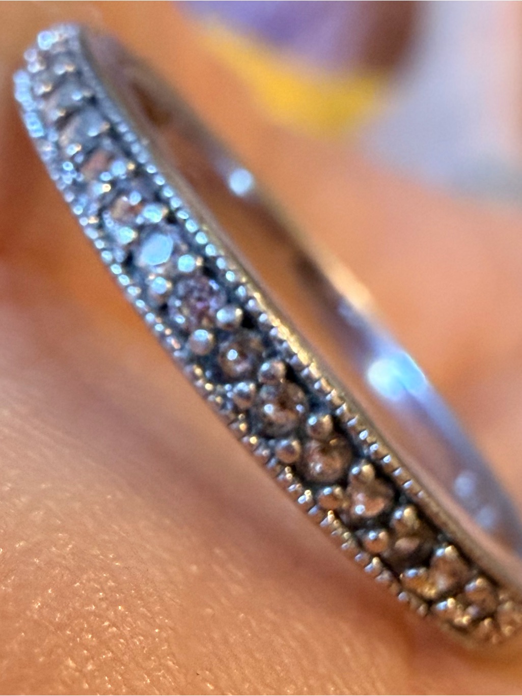 "Jn Designer Solid .925 Silver & 15 Diamond Ring Size 7 Rhodium Plated